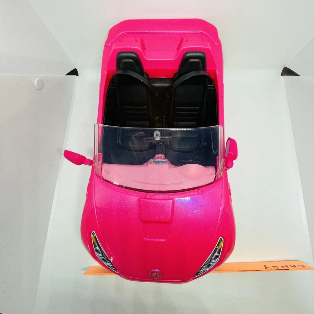 Mattel Barbie Convertible Plastic Push Car Pink‎ Sparkle & Black Interior 2016